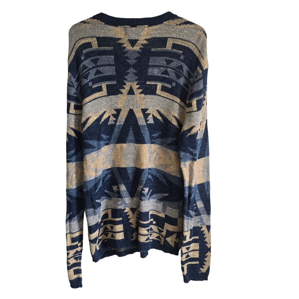 Denim & Supply Ralph Lauren Blue Southwestern Henley Cotton Sweater Womens M - Picture 6 of 7